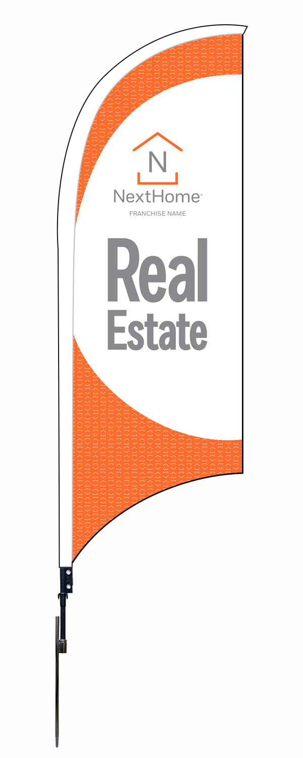 Real Estate Feather Flag Unit, 9-Foot- Printed on both sides